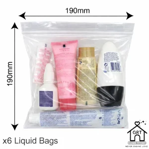 <h6> 6 x Clear AIRPORT SECURITY LIQUID BAGS Plastic Seal HOLIDAY Travel HAND LUGGAGE</h6>