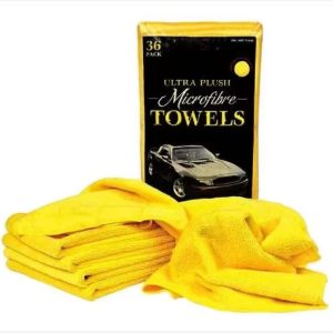 GBritain's Ultra Plush Microfiber Towels, Yellow, 40.6 x 40.6 cm, Microfiber Cloths for Car Cleaning, Lint-Free Cleaning Cloth, Car Drying Towel, Kitchen Towel (Pack of 15)
