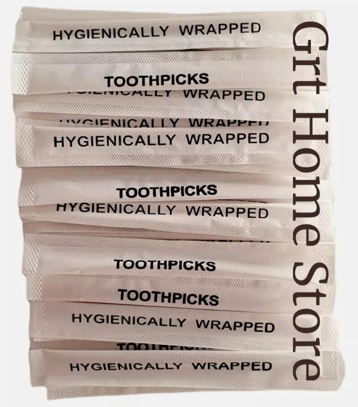 Individually Wrapped Wooden Toothpicks (300 Count) – Disposable, Hygienic Tooth Picks for Teeth, Food, Party, Restaurant, Travel Use – Natural Wood